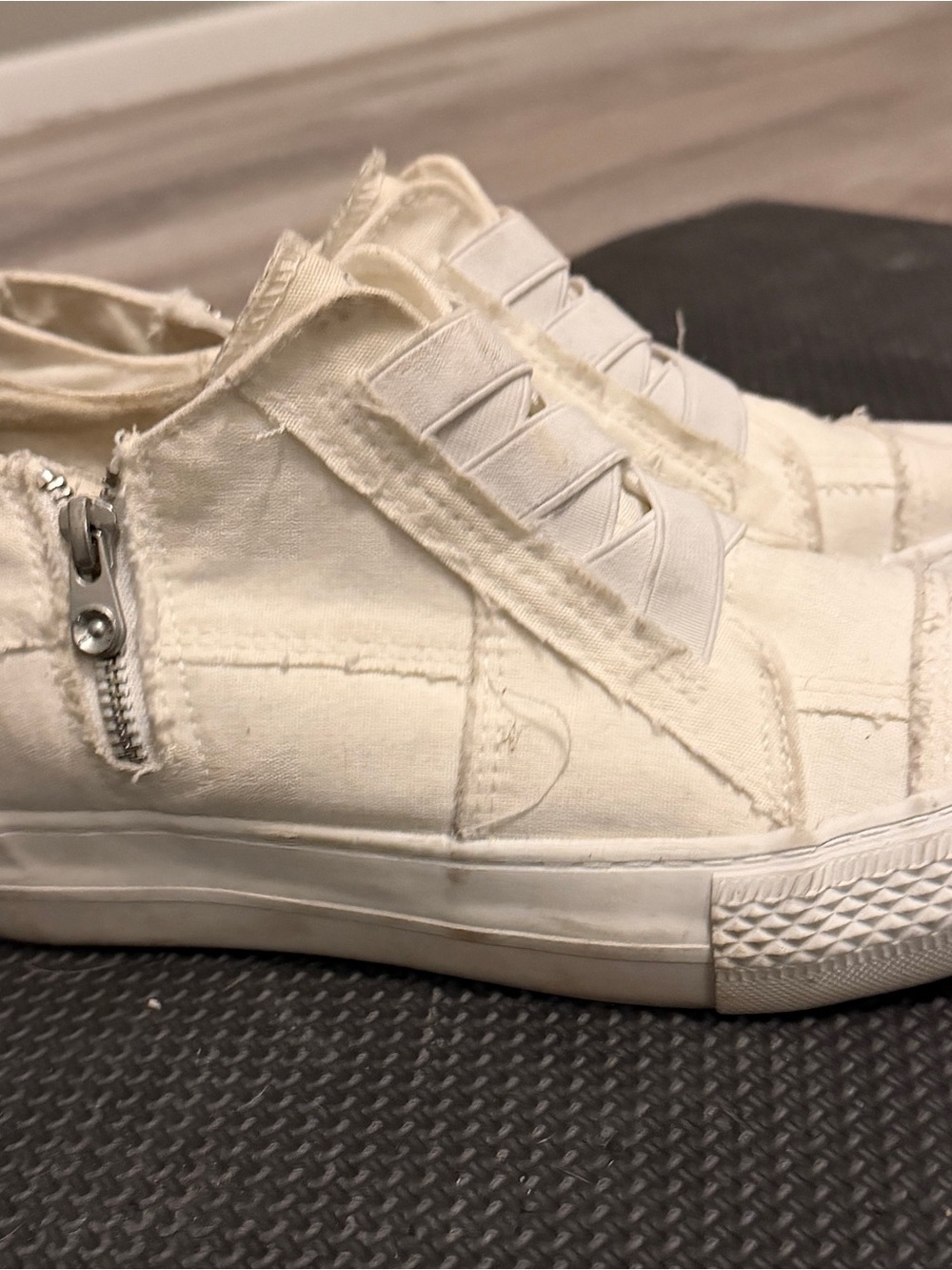 Blowfish Cream Canvas Zip Slip-On Sneakers